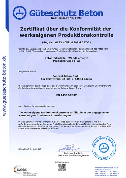 Konformitäts-Zertifikat Produktgruppe 6.62